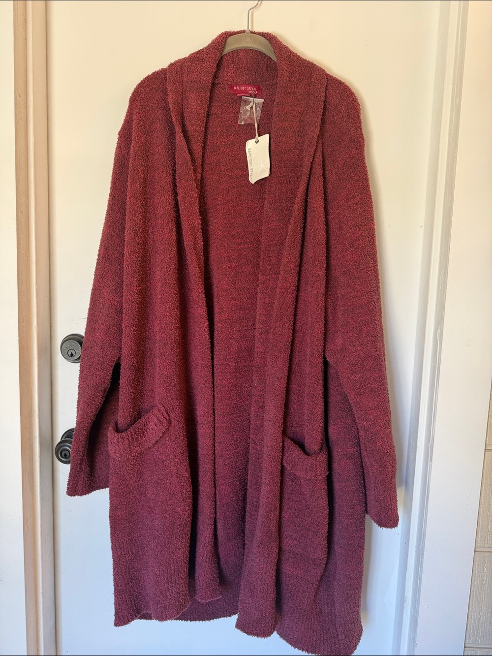 BAREFOOT DREAMS 2X CozyChic Cali cardigan Pocket garnet rosewood NWT